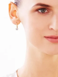 Kolczyki z żółtego złota z diamentami - 0,18 ct - próba 585