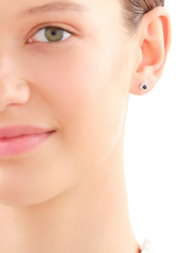 Kolczyki z żółtego złota z diamentami i szafirami - próba 585