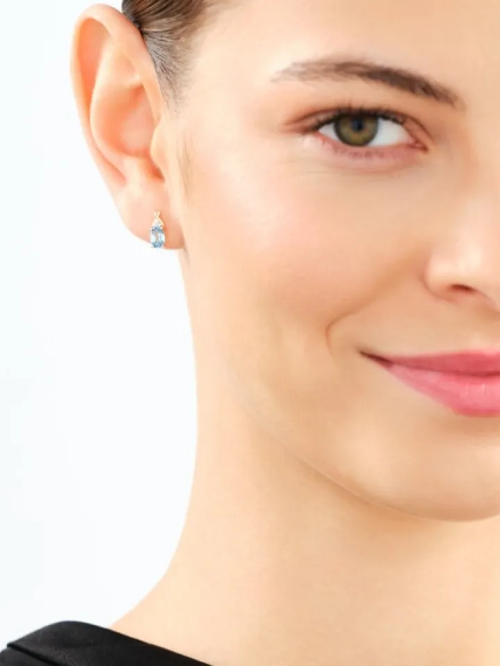 Kolczyki z żółtego złota z diamentami i topazami - próba 585