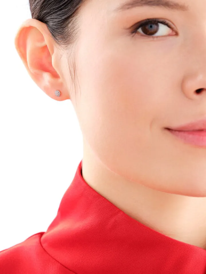 Kolczyki z żółtego złota z diamentami - 0,08 ct - próba 585