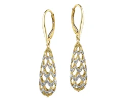 Kolczyki z żółtego złota z diamentami - 0,10 ct - próba 585