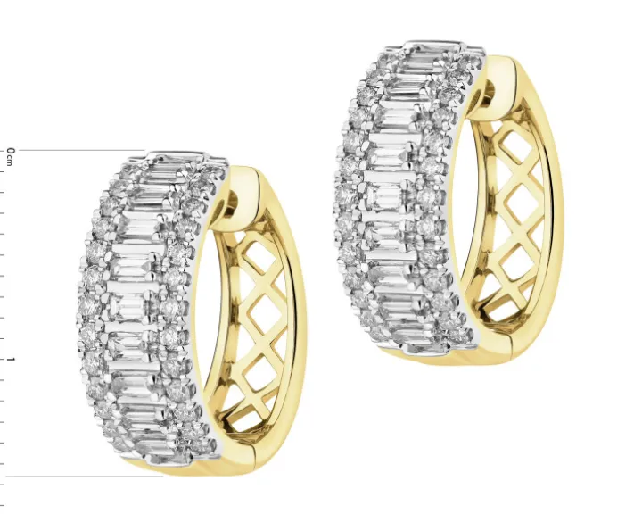 Kolczyki z żółtego złota z diamentami - koła - 0,66 ct - próba 585