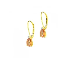 Kolczyki z żółtego złota z diamentami i cytrynami - próba 375