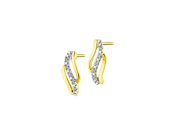 Kolczyki z żółtego złota z diamentami - 0,02 ct - próba 585