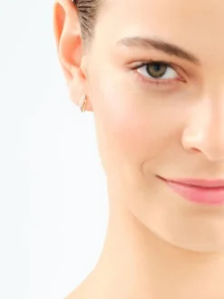 Kolczyki z żółtego złota z diamentami - 0,02 ct - próba 585