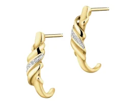 Kolczyki z żółtego złota z diamentami - 0,02 ct - próba 375