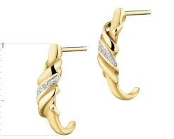 Kolczyki z żółtego złota z diamentami - 0,02 ct - próba 375
