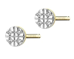 Kolczyki z żółtego złota z diamentami - 0,01 ct - próba 585