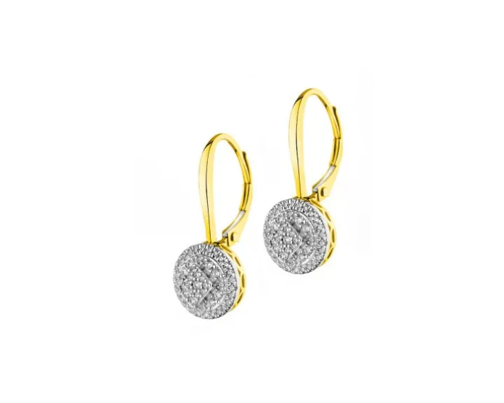 Kolczyki z żółtego złota z diamentami - 0,33 ct - próba 585