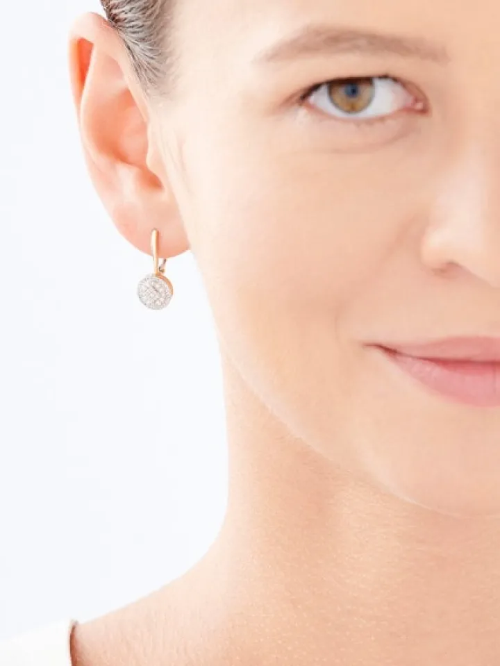 Kolczyki z żółtego złota z diamentami - 0,33 ct - próba 585