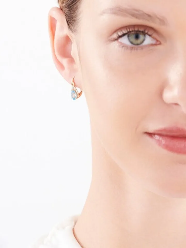 Kolczyki z żółtego złota z diamentami i topazami - próba 375