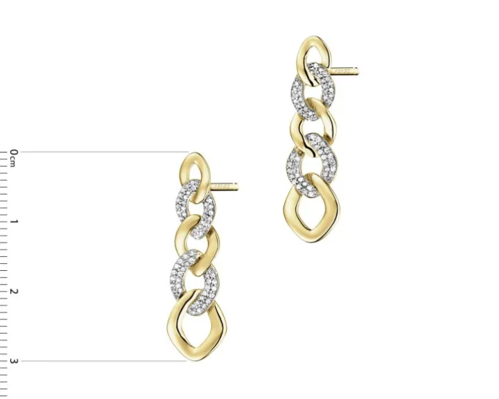 Kolczyki z żółtego złota z diamentami - 0,25 ct - próba 585