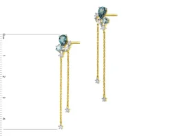 Kolczyki z żółtego złota z diamentami i topazami - próba 375