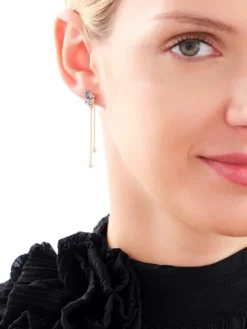 Kolczyki z żółtego złota z diamentami i topazami - próba 375