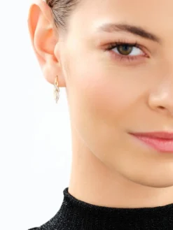 Kolczyki z żółtego złota z diamentami - 0,10 ct - próba 585