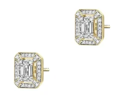 Kolczyki z żółtego złota z diamentami - 0,33 ct - próba 585