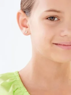 Kolczyki z żółtego złota z diamentami - motyle - 0,02 ct - próba 375