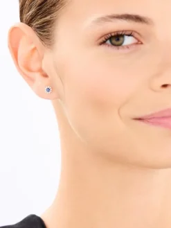 Kolczyki z żółtego złota z diamentami i szafirami - próba 585