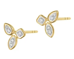 Kolczyki z żółtego złota z diamentami - 0,07 ct - próba 375
