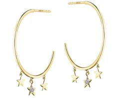 Kolczyki z żółtego złota z diamentami - gwiazdy - 0,006 ct - próba 375