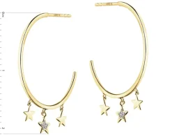 Kolczyki z żółtego złota z diamentami - gwiazdy - 0,006 ct - próba 375