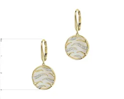 Kolczyki z żółtego złota z diamentami i masą perłową - próba 375