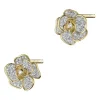 Kolczyki z żółtego złota z diamentami - kwiat - 0,39 ct - próba 585