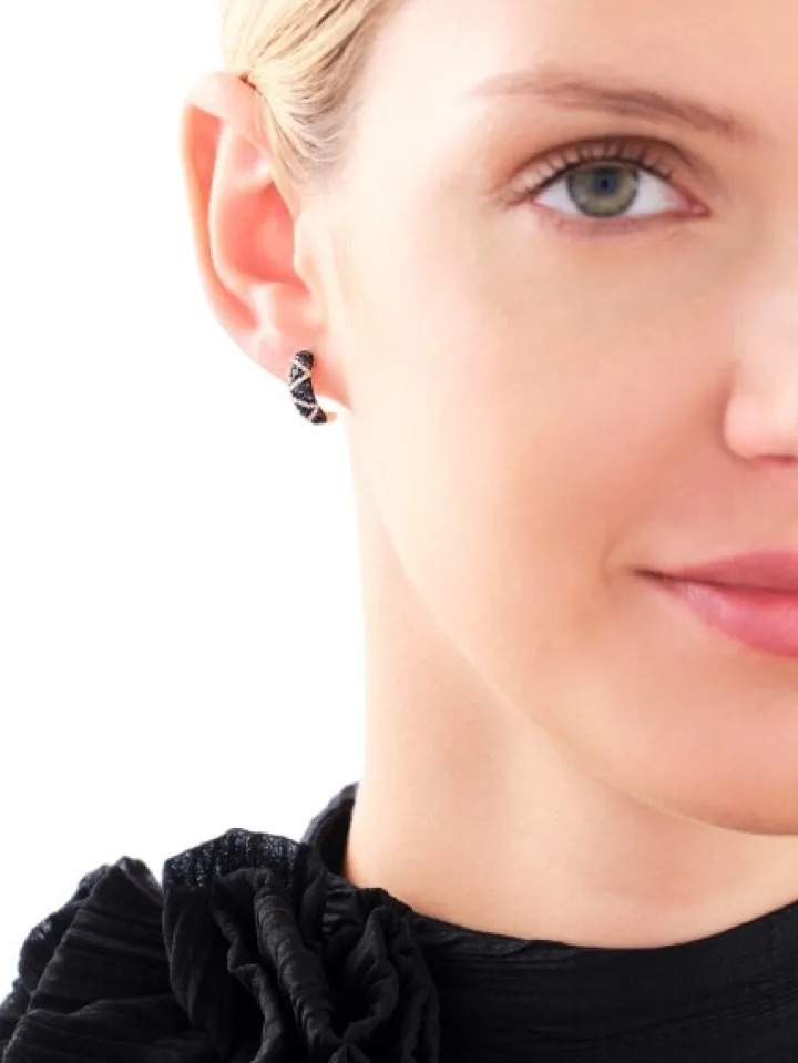 Kolczyki z żółtego złota z diamentami i szafirami - próba 585