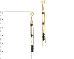 Kolczyki z żółtego złota z diamentami i agatami - kulki - próba 375