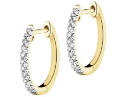 Kolczyki z żółtego złota z diamentami - koła - 0,12 ct - próba 585