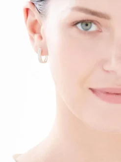 Kolczyki z żółtego złota z diamentami - 0,19 ct - próba 585