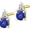 Kolczyki z żółtego złota z diamentami i szafirami syntetycznymi - próba 375