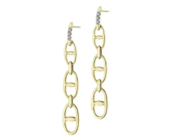 Kolczyki z żółtego złota z diamentami - 0,02 ct - próba 375