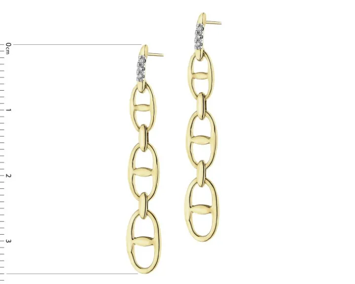 Kolczyki z żółtego złota z diamentami - 0,02 ct - próba 375