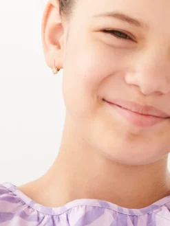 Kolczyki z żółtego złota z diamentami - koniczyny - 0,02 ct - próba 375