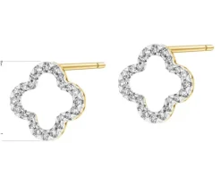 Kolczyki z żółtego złota z diamentami - 0,20 ct - próba 585