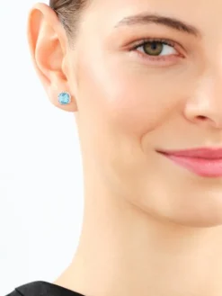 Kolczyki z żółtego złota z diamentami i topazami - próba 375