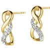 Kolczyki z żółtego złota z diamentami - 0,02 ct - próba 375