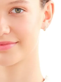 Kolczyki z żółtego złota z diamentami - 0,02 ct - próba 375