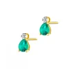 Kolczyki z żółtego złota z diamentami i szmaragdami syntetycznymi - próba 375