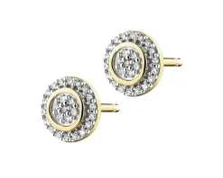 Kolczyki z żółtego złota z diamentami - 0,12 ct - próba 585