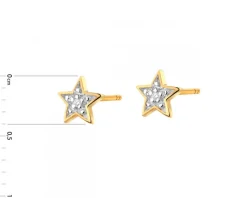 Kolczyki z żółtego złota z diamentami - gwiazdy - 0,005 ct - próba 375