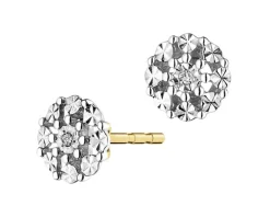 Kolczyki z żółtego złota z diamentami - 0,008 ct - próba 375
