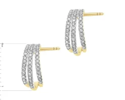 Kolczyki z żółtego złota z diamentami - 0,20 ct - próba 585