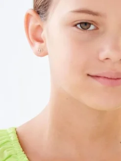 Kolczyki z żółtego złota z diamentami -  motyle - 0,006 ct - próba 375