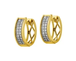 Kolczyki z żółtego złota z diamentami - koła - 0,14 ct - próba 585