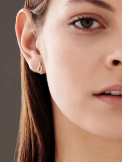 Kolczyki z żółtego złota z diamentami - 0,008 ct - próba 375