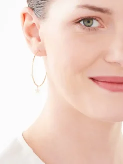 Kolczyki z żółtego złota z diamentami - gwiazdy, koła - 0,006 ct - próba 375