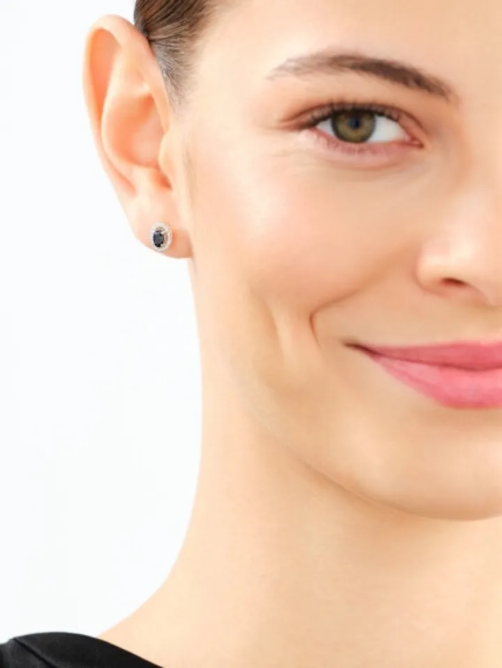 Kolczyki z żółtego złota z diamentami i szafirami - próba 585