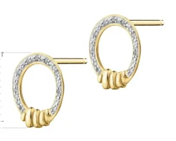 Kolczyki z żółtego złota z diamentami - 0,05 ct - próba 585